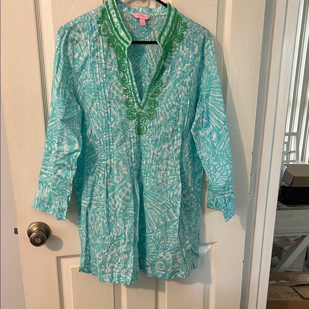 Lilly Pulitzer Green and Blue Patterned Tunic